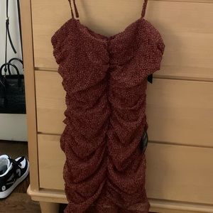 NWT lulu’s burgundy floral ruffled mini dress